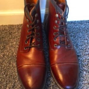 Brown Florsheim Limited Indie Cap Toe Boots.